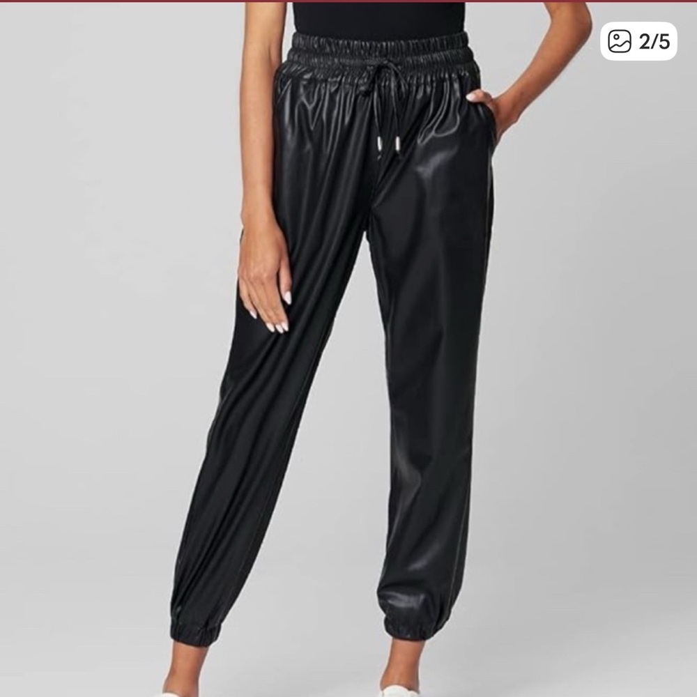Banana Republic Sleek Black Faux Leather Joggers